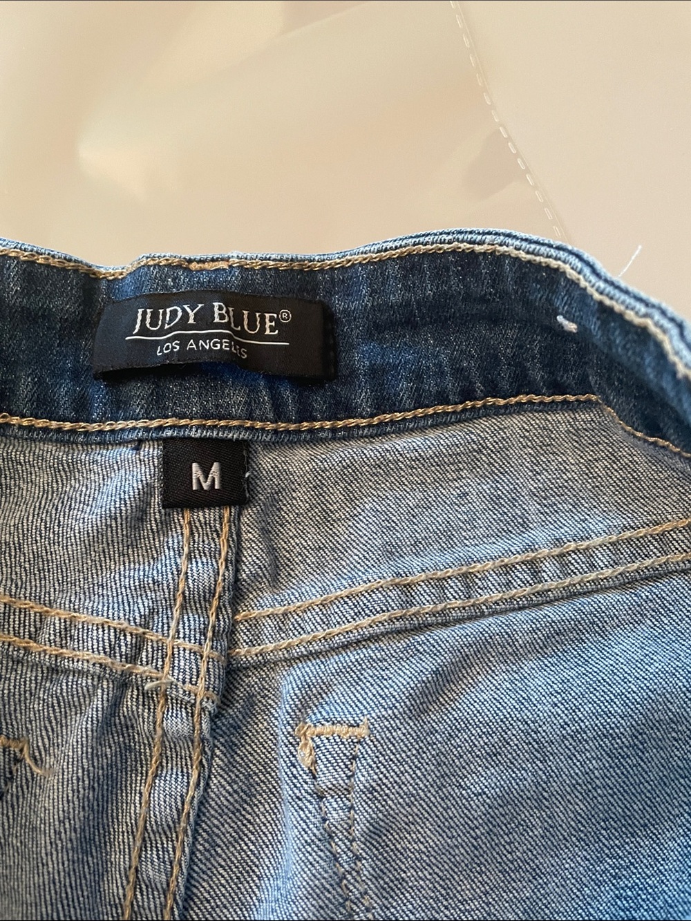 Judy Blue Dark Blue Denim Shorts with White Lace Trim - Picture 10 of 11